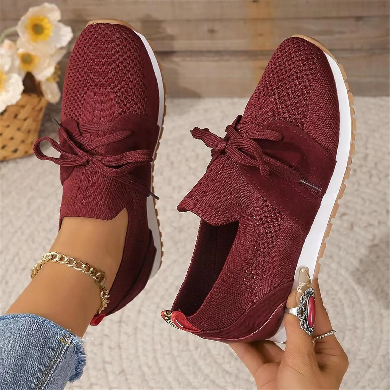 Running Shoes For Women Athletic Walking Shoes Slip On Casual Mesh-Comfortable Workout Fashion Sneakers Tennis Shoes