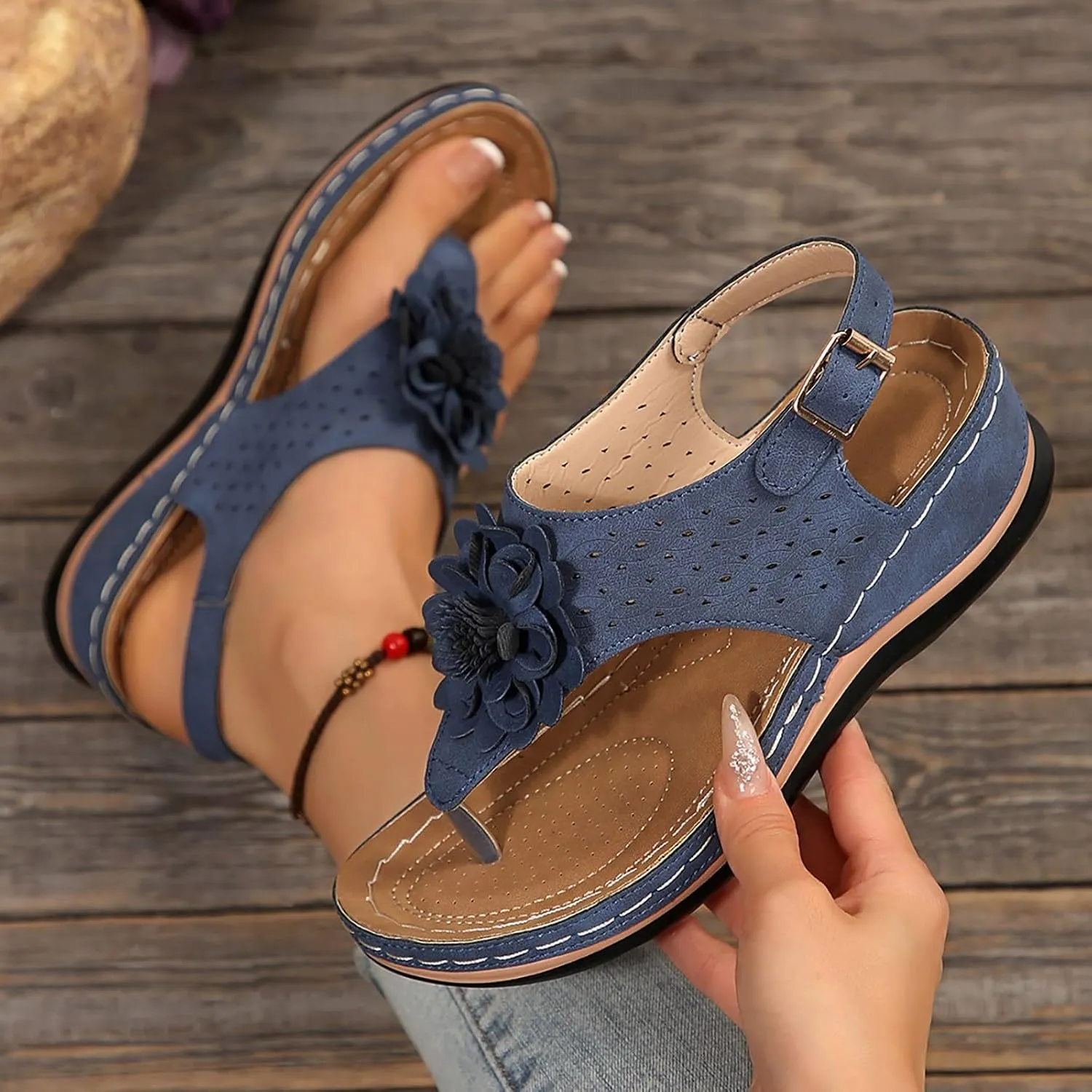Sandals for Women Wedge Shoes Ergonomic Design Wedge Toe Sandals Mitigate Foot Fatigue Comfortable And Functional Shoes
