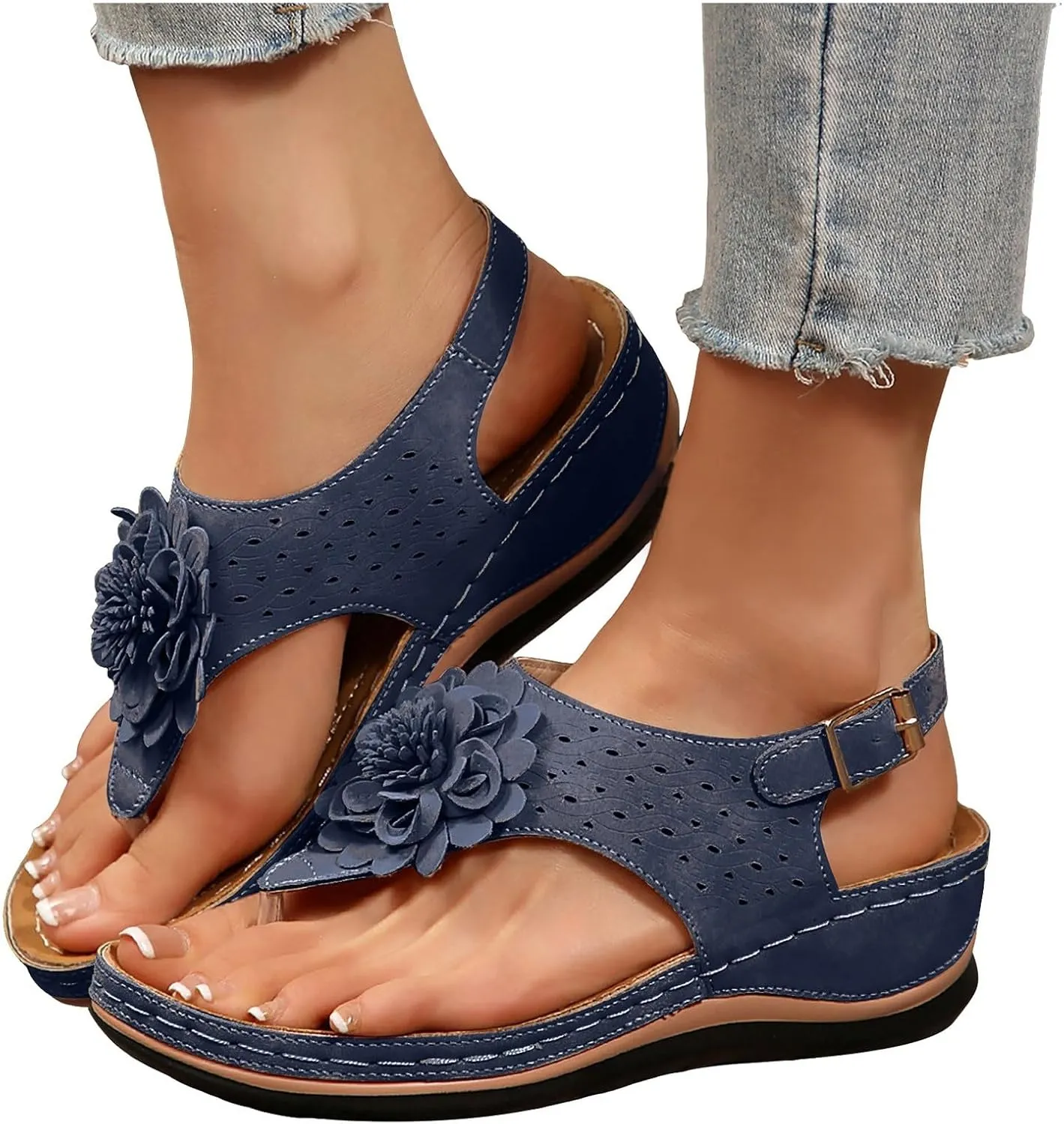 Sandals for Women Wedge Shoes Ergonomic Design Wedge Toe Sandals Mitigate Foot Fatigue Comfortable And Functional Shoes