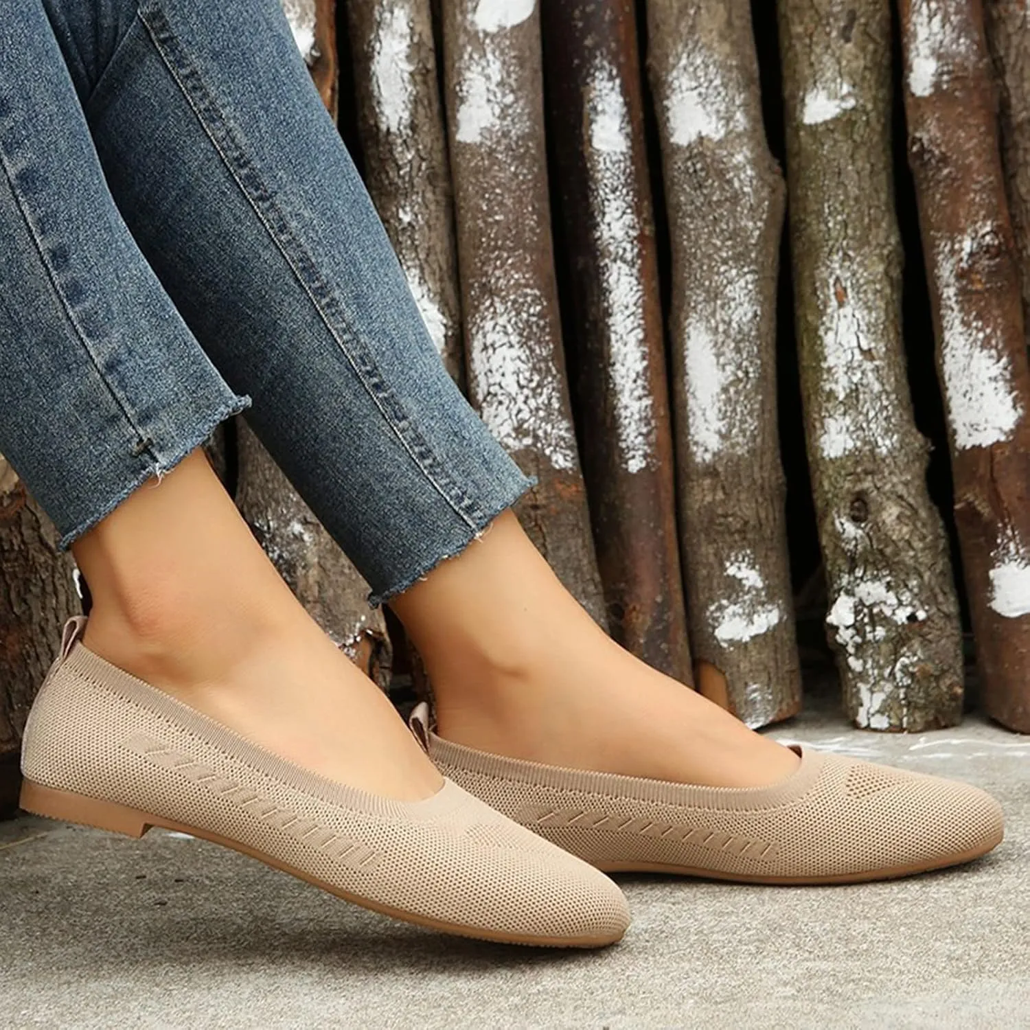 Sandals Women Summer Fashion Mesh Breathable Slip on Flat Sandals Solid Pointed Toe Closed Toe Shallow Mouth Shoes Lightweight Comfy Ladies Casual Shoes