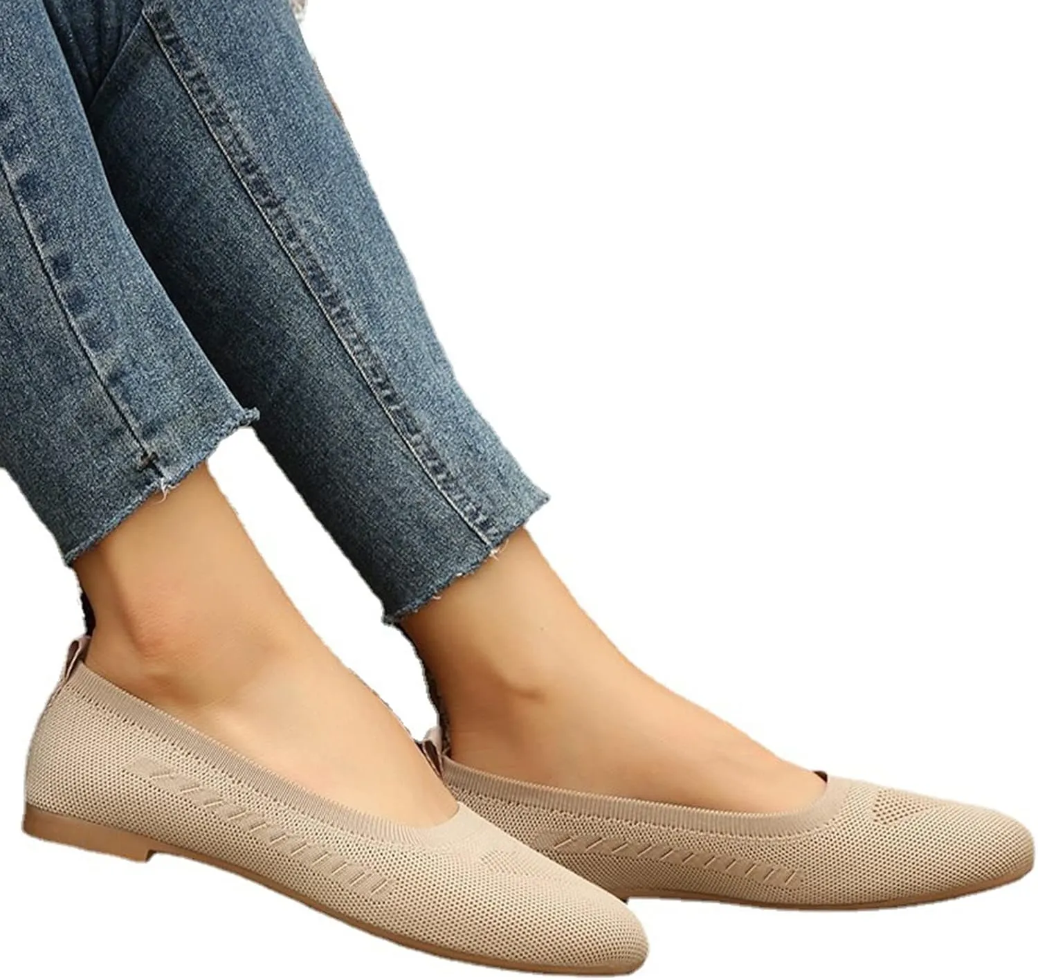 Sandals Women Summer Fashion Mesh Breathable Slip on Flat Sandals Solid Pointed Toe Closed Toe Shallow Mouth Shoes Lightweight Comfy Ladies Casual Shoes