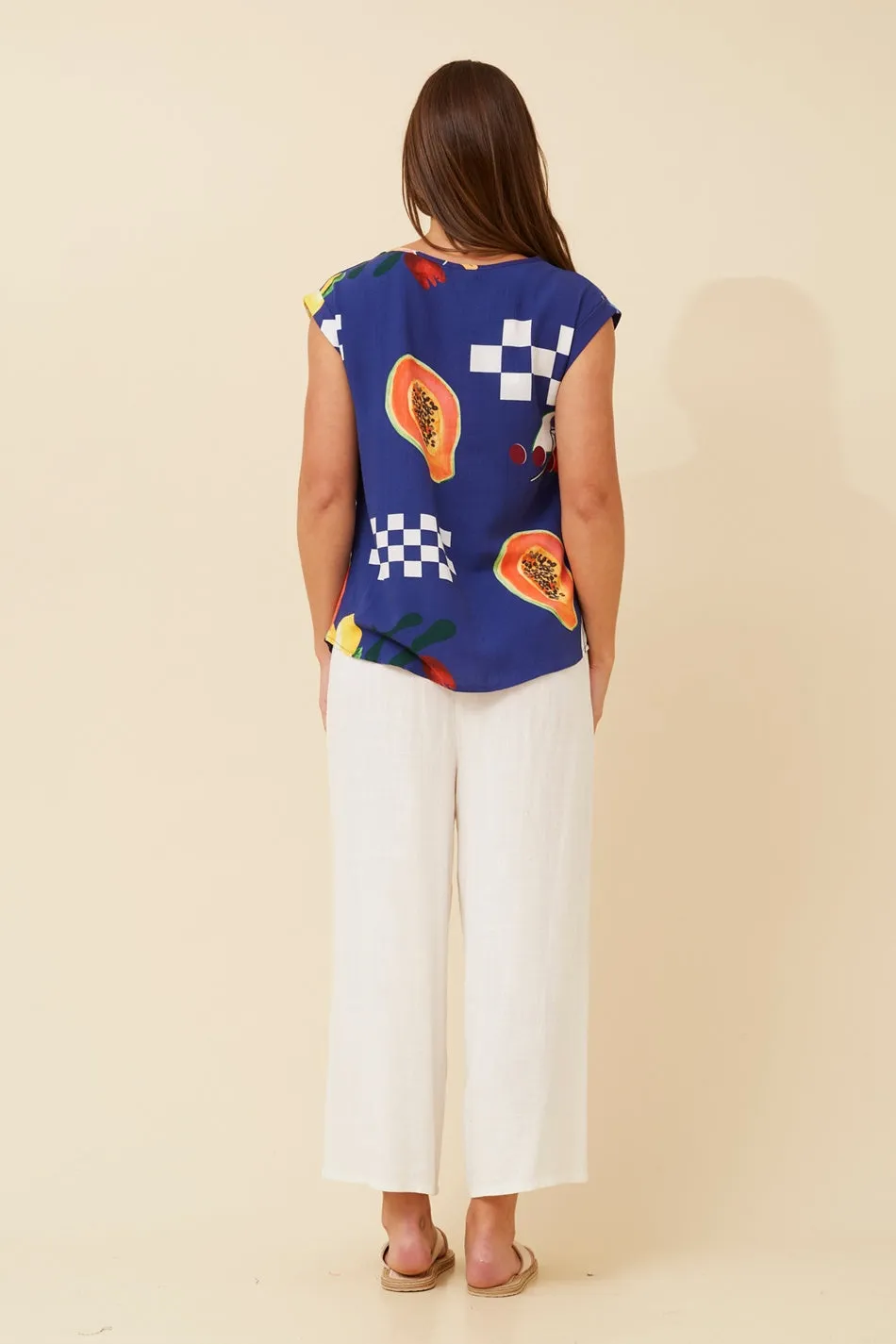 SHELLY FRUIT PRINT TOP