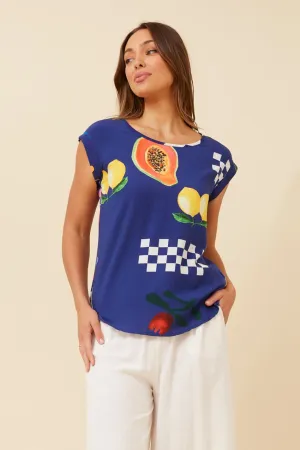 SHELLY FRUIT PRINT TOP