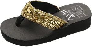 Slip On Footwear Flip Flops for Women Women's Summer Sequins -Slip Sandals Slipper Indoor & Outdoor Flip-flops