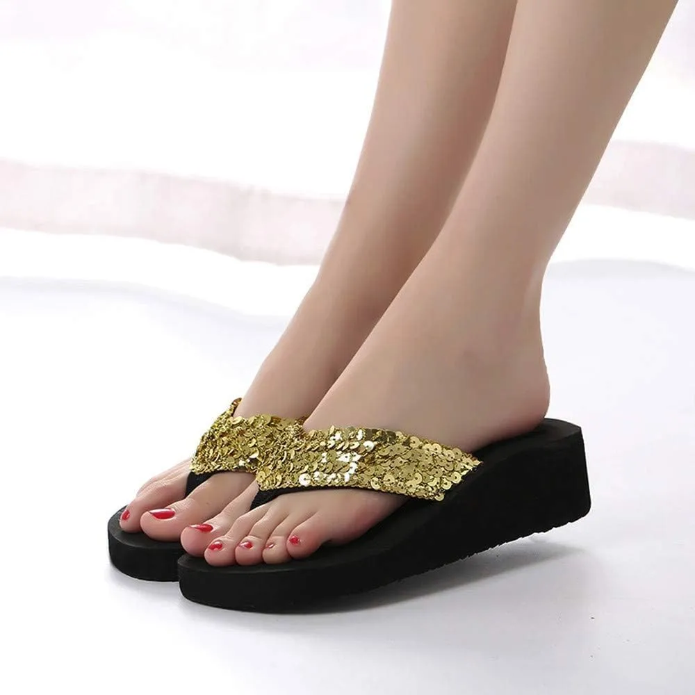 Slip On Footwear Flip Flops for Women Women's Summer Sequins -Slip Sandals Slipper Indoor & Outdoor Flip-flops