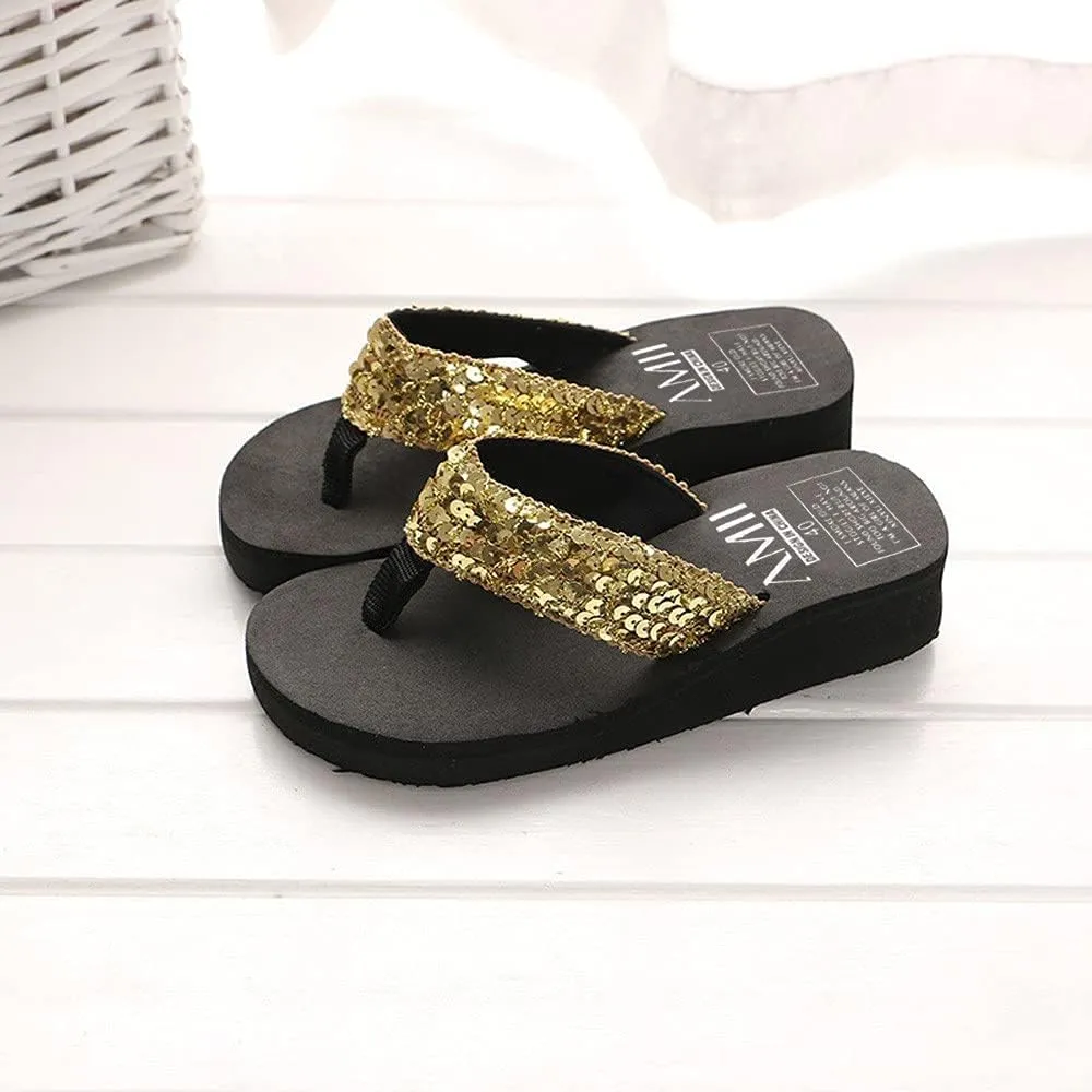 Slip On Footwear Flip Flops for Women Women's Summer Sequins -Slip Sandals Slipper Indoor & Outdoor Flip-flops