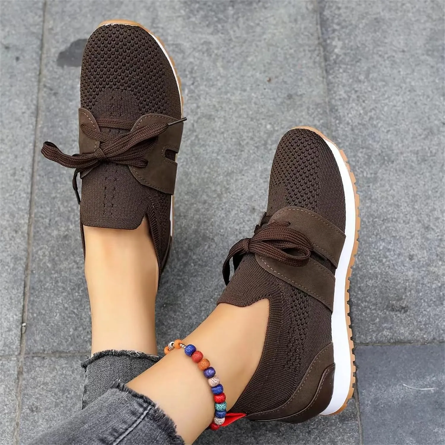 Slip On Sneakers Women Arch Support Loafer Shoes Mesh Casual Walking Sneakers Round Toe Memory Foam Running Shoes