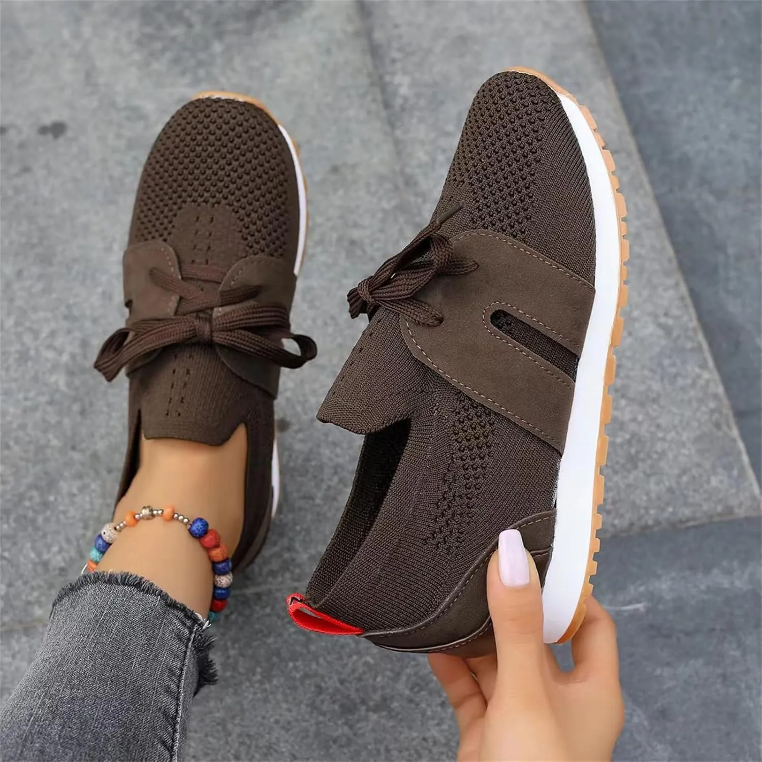 Slip On Sneakers Women Arch Support Loafer Shoes Mesh Casual Walking Sneakers Round Toe Memory Foam Running Shoes