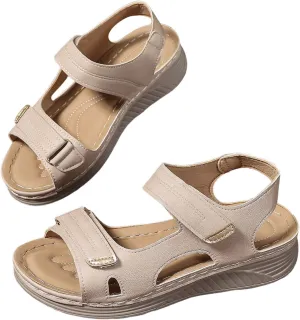 Summer Sandals for Women 2025 Wide Open Toe Anti-Slip Shoes Magic Tape Cushion Platform Sandal Adjustable Ankle Strap Shoes Summer Walking Sandals