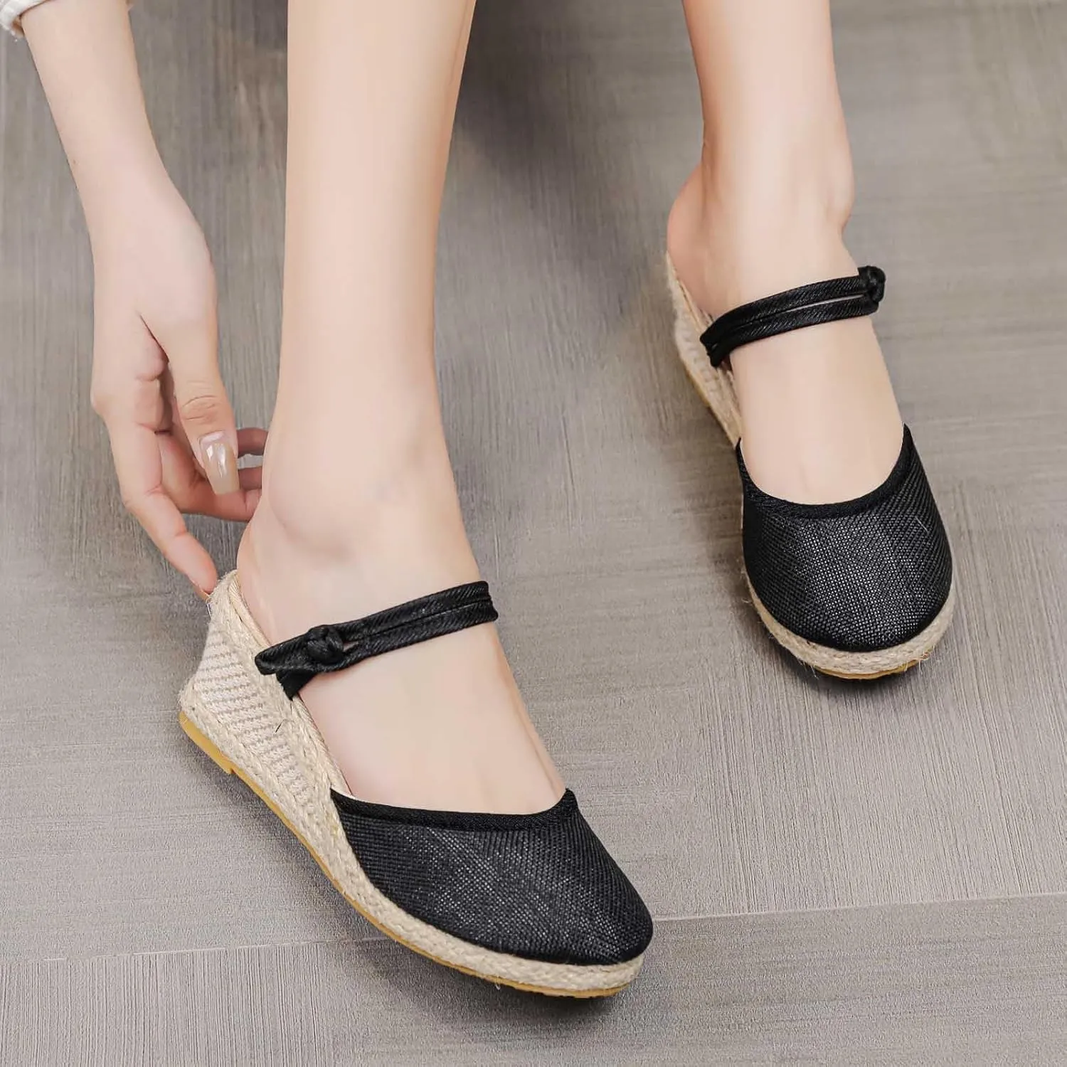 Summer Sandals for Women Closed Toe Slip On Platform Slippers Fashion Elegant Wedge Sandals Comfortable Walking Shoes Dressy Casual Solid Color Business Sandal