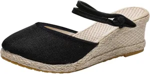 Summer Sandals for Women Closed Toe Slip On Platform Slippers Fashion Elegant Wedge Sandals Comfortable Walking Shoes Dressy Casual Solid Color Business Sandal
