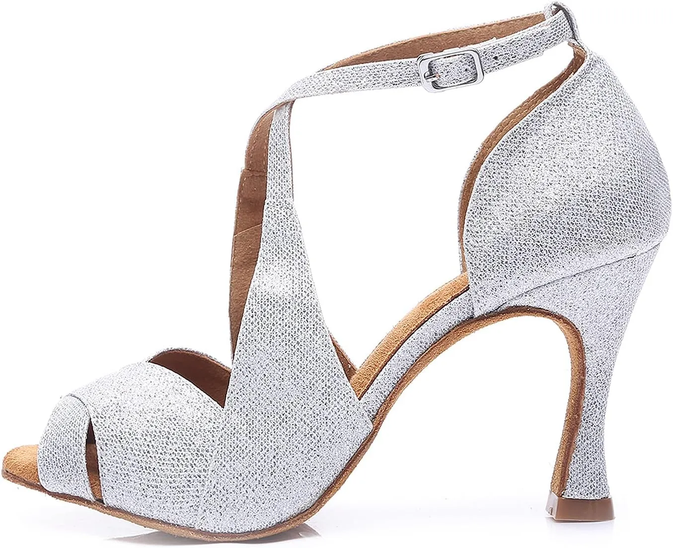SWDZM Women Ballroom Dance Shoes Latin Salsa Bachata Performance Sparkly Dance Shoes