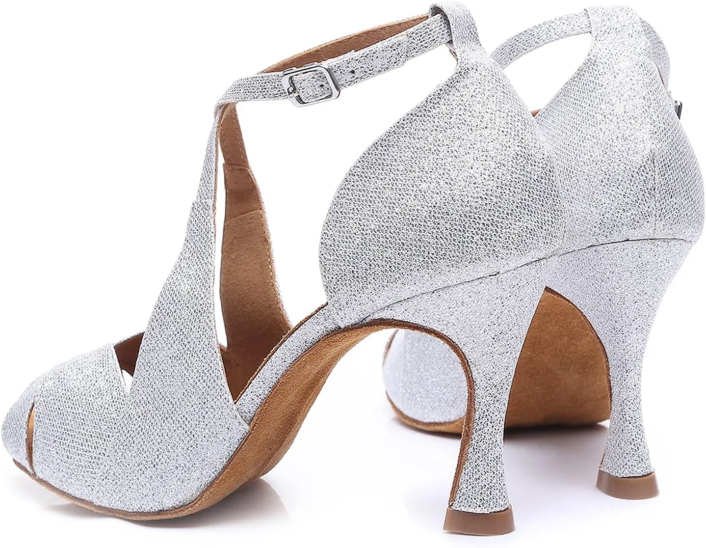 SWDZM Women Ballroom Dance Shoes Latin Salsa Bachata Performance Sparkly Dance Shoes