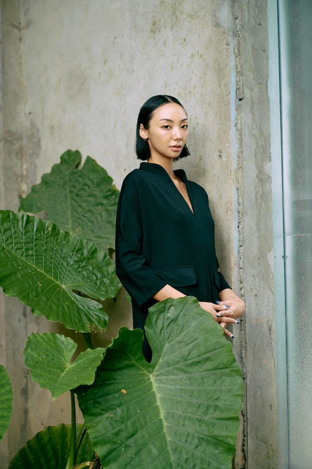 The Eco Edit ~ Straight-line pocket Maxi Dress - Onyx Black