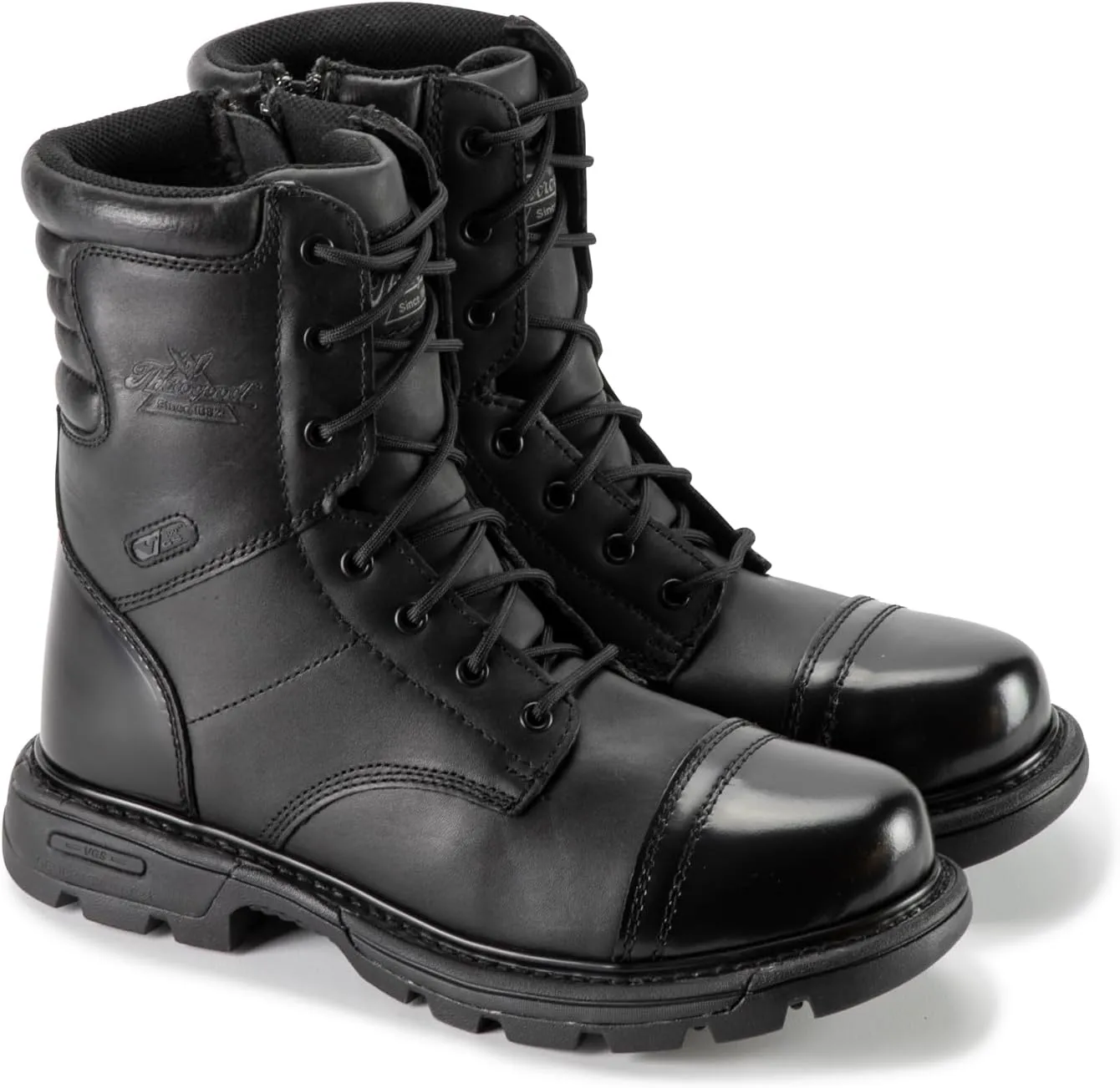 Thorogood GEN-Flex2 8 Side-Zip Black Tactical Boots for Men and Women - High-Shine Leather Heel & Toe with Goodyear Storm Welt and Slip-Resistant Outsole