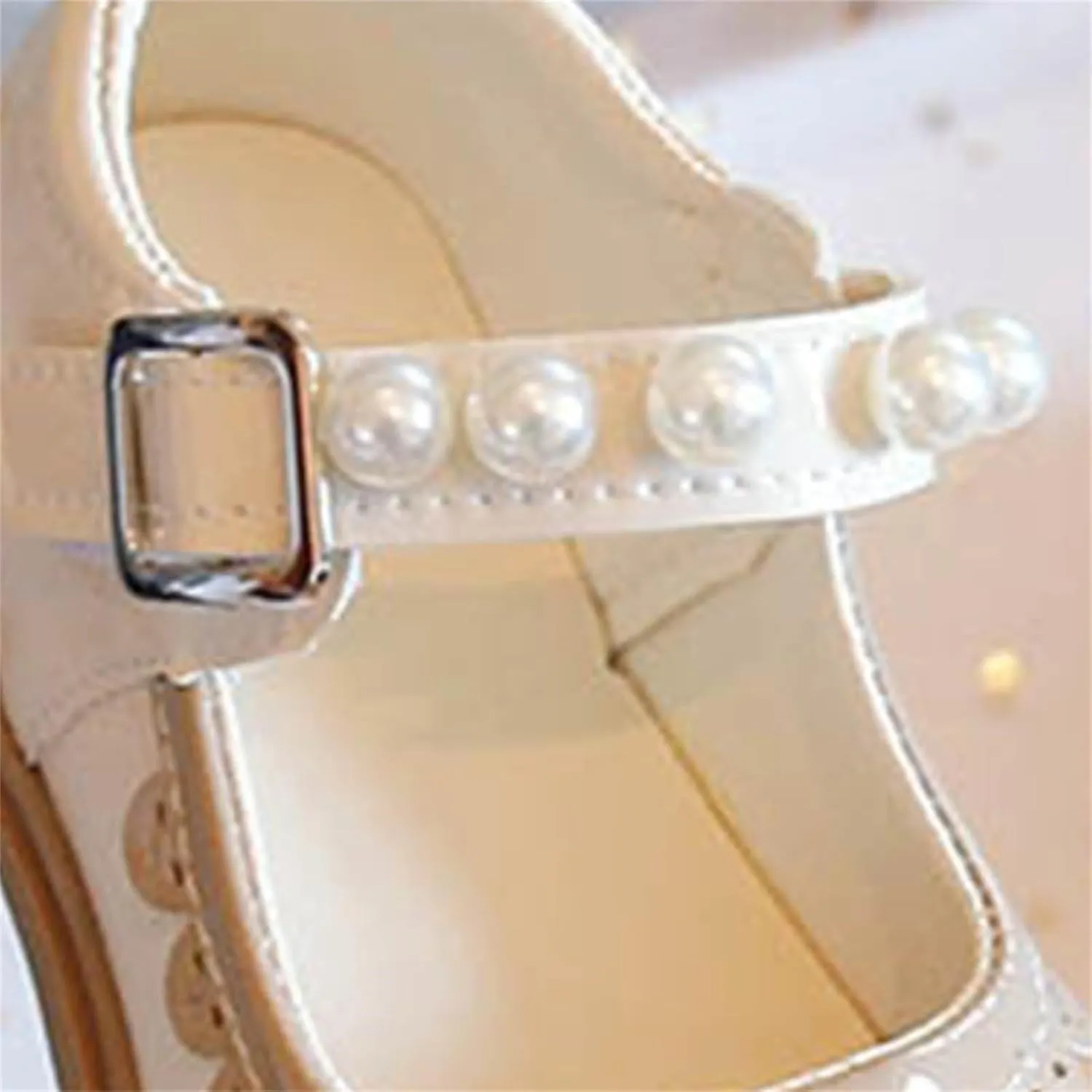 Toddler Baby Girls Mary Jane Flat with Pearls Strap Kids Formal School Dress Shoes Infant Girls Slip On Slippers