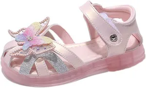 Toddler Girls 3D Butterfly Print Sandals Summer Outdoor Soft Rubber Sole Beach Water Shoes Dress Princess Size 4 Sandals (Pink, 7 Toddler)