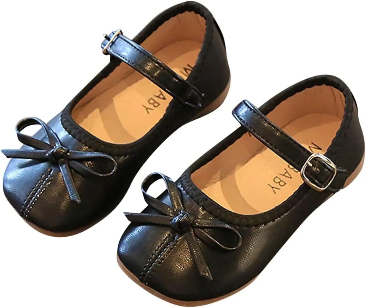 Toddler Girls Bowknot Dress Shoes Mary Jane Ballet Flats for Kids Wedding Pary Princess Bridesmaid Formal Sandal