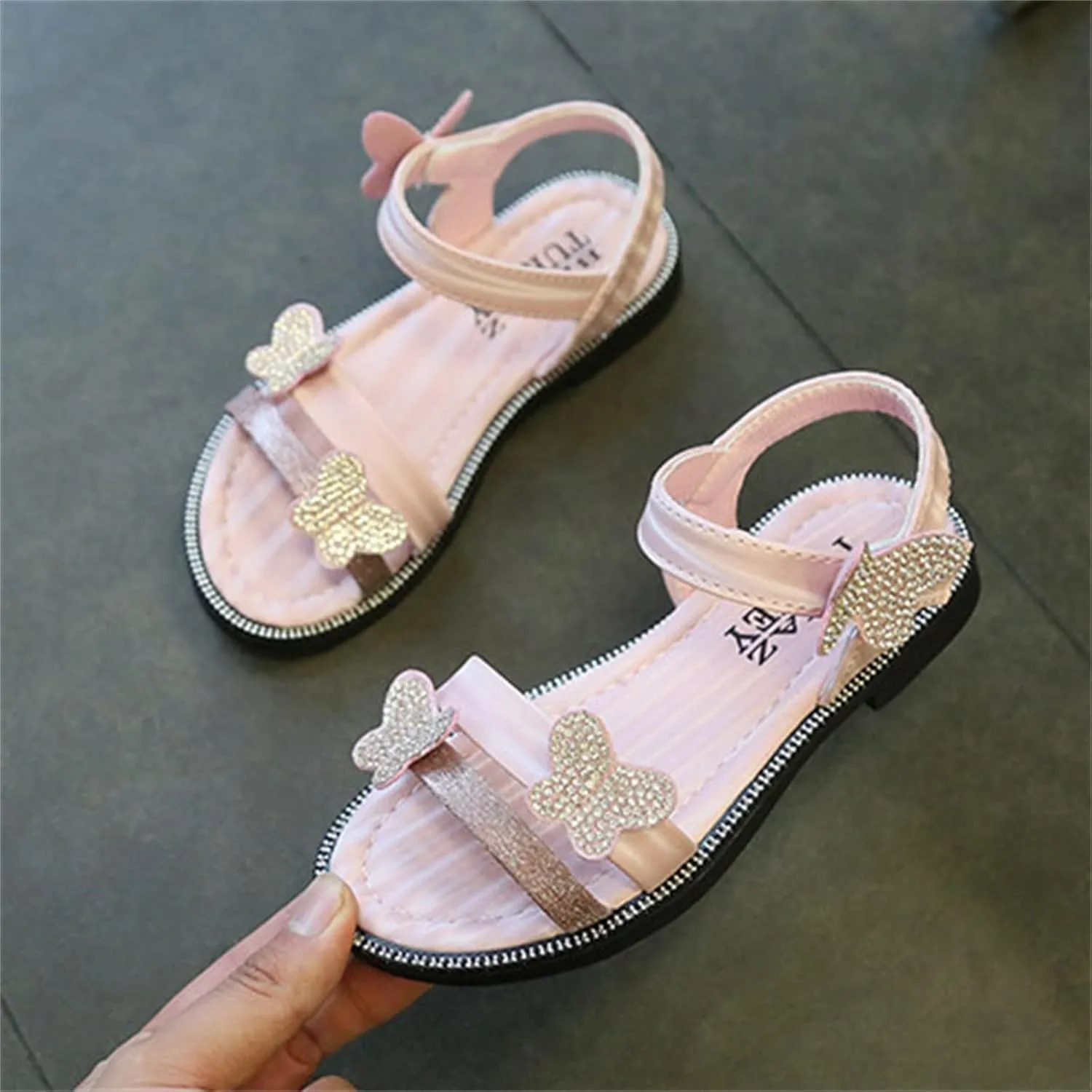 Toddler Girls Butterfly Sandals Summer Outdoor Closed Toe Soft Rubber Sole Beach Water Shoes Dress Princess Girls