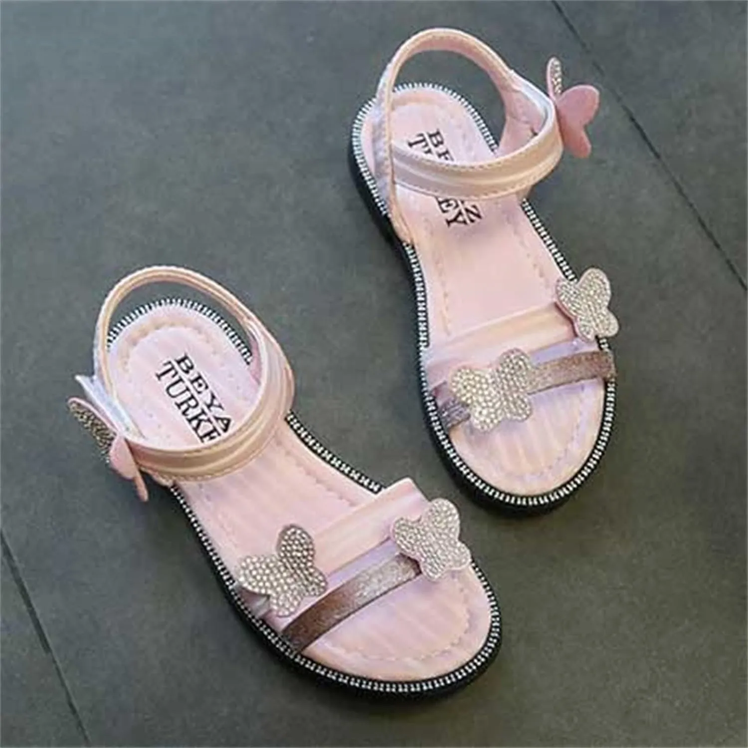 Toddler Girls Butterfly Sandals Summer Outdoor Closed Toe Soft Rubber Sole Beach Water Shoes Dress Princess Girls