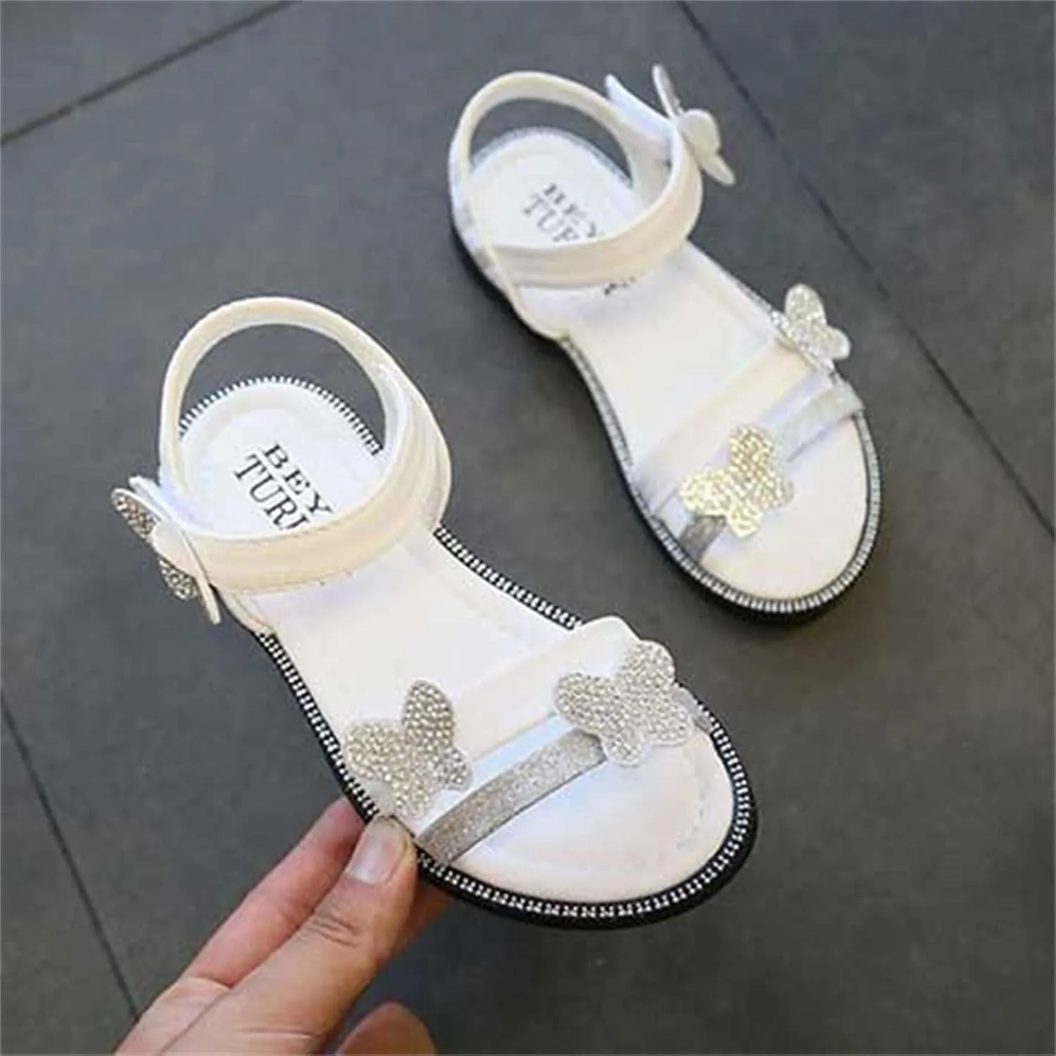 Toddler Girls Butterfly Sandals Summer Outdoor Closed Toe Soft Rubber Sole Beach Water Shoes Dress Princess Girls