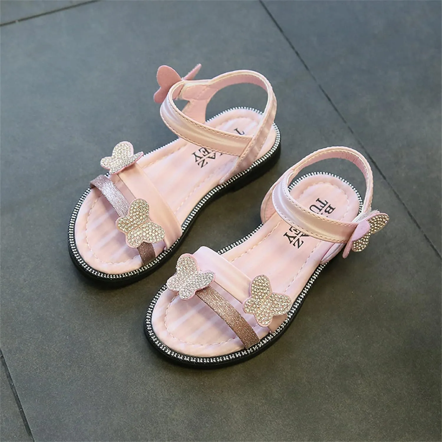 Toddler Girls Butterfly Sandals Summer Outdoor Closed Toe Soft Rubber Sole Beach Water Shoes Dress Princess Girls