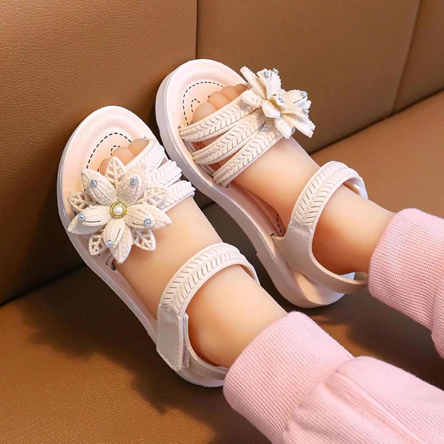 Unisex Kids Summer Sandals Baby Comfort Anti-Slip Open Toe Adjustable Walking Beach Shower Shoes for Boys Girls
