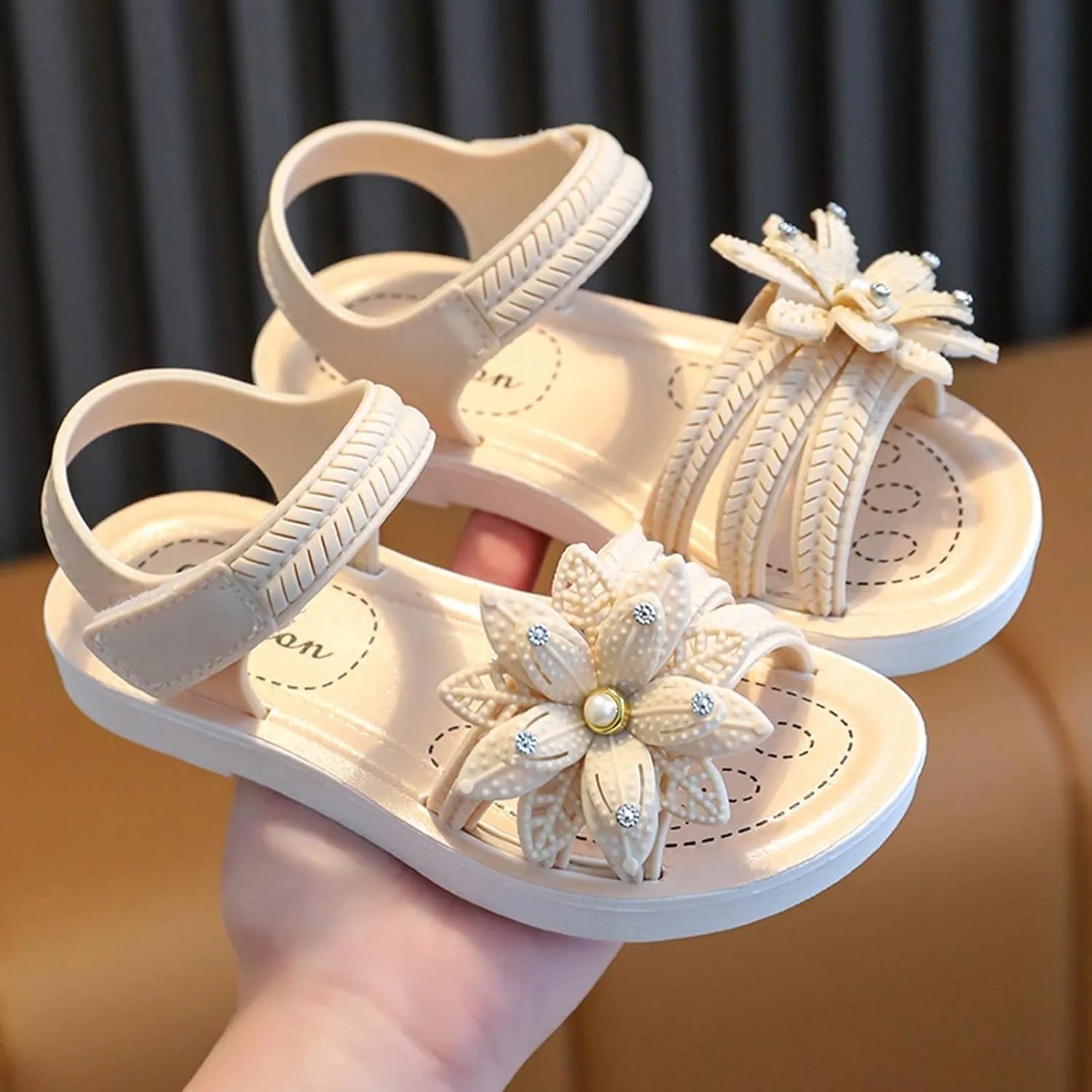 Unisex Kids Summer Sandals Baby Comfort Anti-Slip Open Toe Adjustable Walking Beach Shower Shoes for Boys Girls