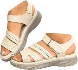 Wedge Sandals for Women Comfort Cushion Walking Sandal Girl'S Elatic Sole Solid Color Flat Walking Shoes