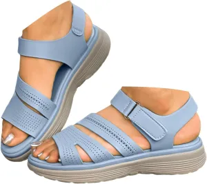 Wedge Sandals for Women Comfort Cushion Walking Sandal Girl'S Elatic Sole Solid Color Flat Walking Shoes