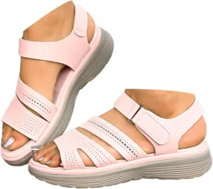 Wedge Sandals for Women Comfort Cushion Walking Sandal Girl'S Elatic Sole Solid Color Flat Walking Shoes