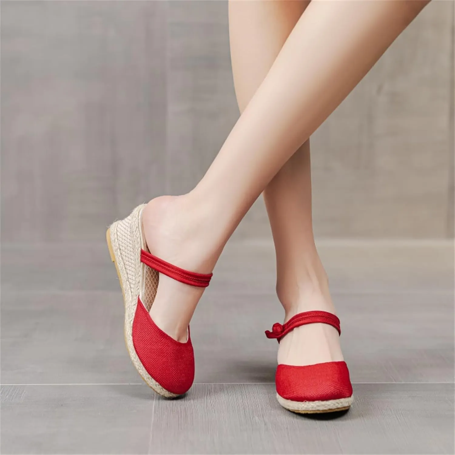 Wedge Sandals for Women Summer Closed Toe Espadrilles Sandals, Beach Weave Breathable Slippers Slip On Ankle Strap Platform Wedges Comfort Casual Dress Shoes