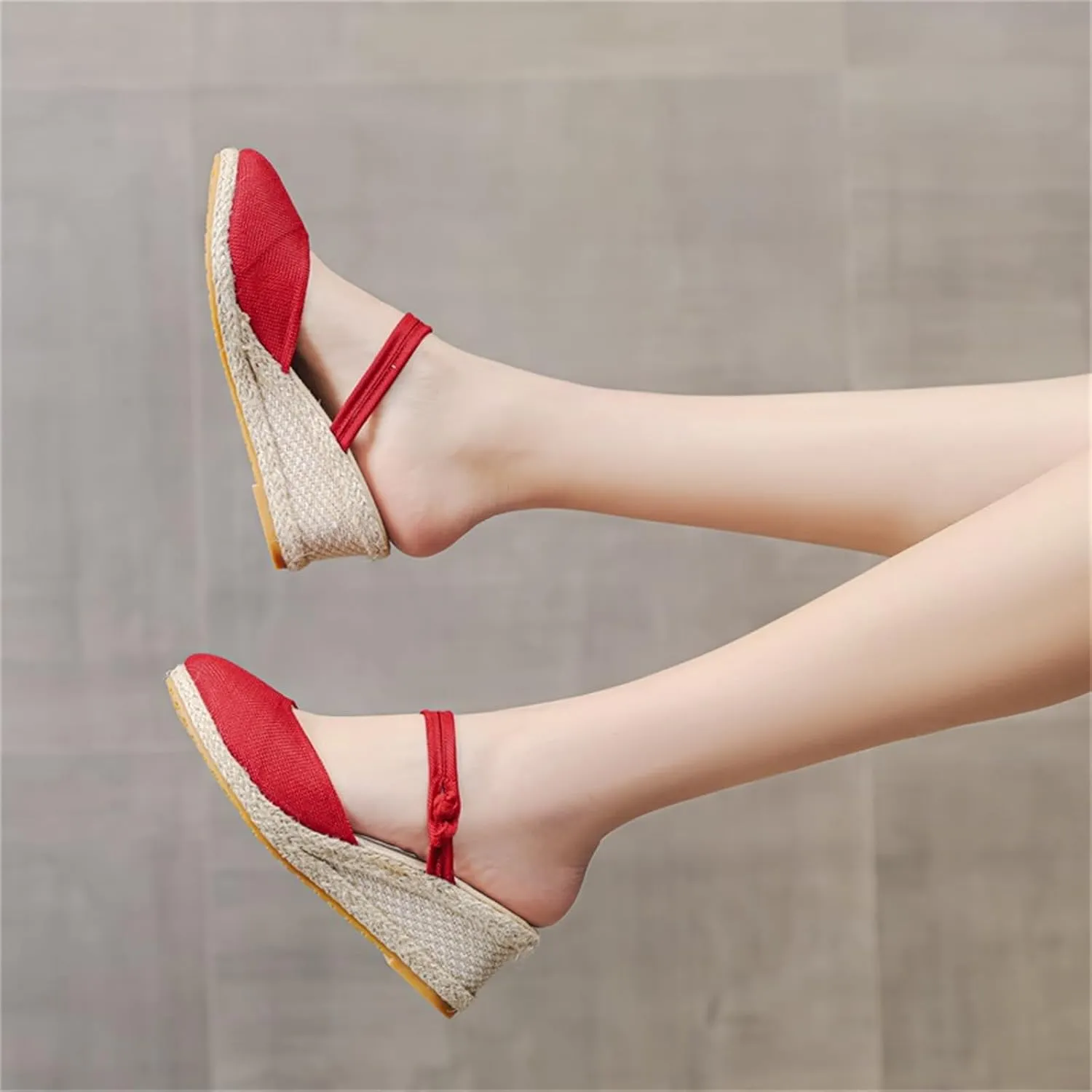 Wedge Sandals for Women Summer Closed Toe Espadrilles Sandals, Beach Weave Breathable Slippers Slip On Ankle Strap Platform Wedges Comfort Casual Dress Shoes