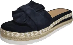 Wedge Sandals for Women Summer Cool Slip-on Bowknot Slides Espadrille Sandals Fashion Bohemian Platform Espadrilles Slip On Sandals Lightweight Breathable Walking Shoes Outdoor Shoes