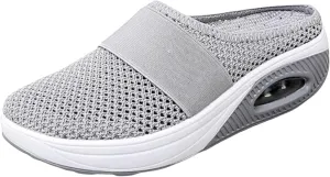 Women's Air Cushioned Arch Support Walking Shoes Mesh Orthopedic Diabetic Slippers Summer Slip-On Mule Sneakers Breathable Slippers Closed Toe Slides Outdoor Going Out Lounge