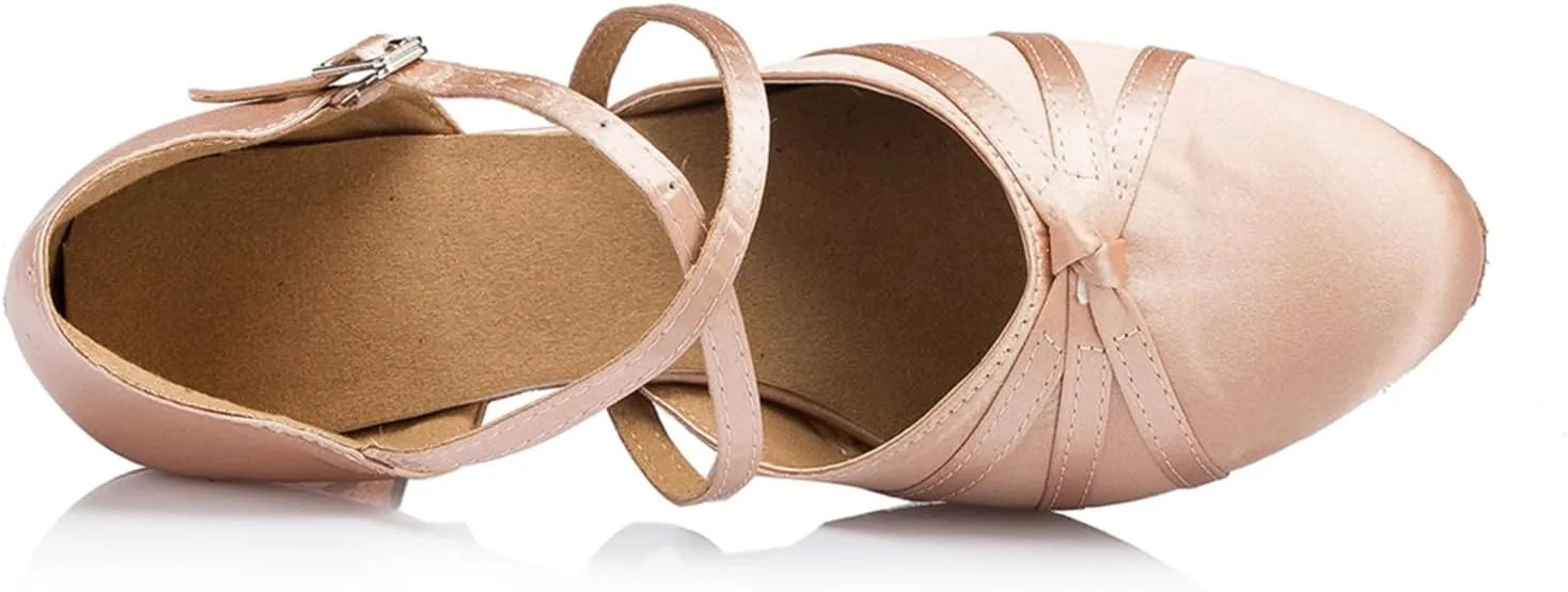 Women's Closed-Toe Ballroom Latin Party Wedding Performance Dance Shoes
