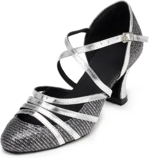 Women's Closed-Toe Ballroom Latin Party Wedding Performance Dance Shoes