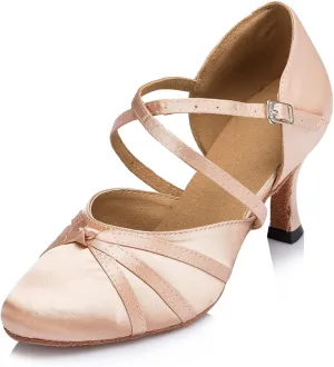 Women's Closed-Toe Ballroom Latin Party Wedding Performance Dance Shoes