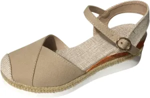 Women's Closed Toe Platform Sandals Summer Buckle Ankle Strap Espadrilles Wedges for Women, Comfortable Anti Slip Beach Walking Shoes Platform Espadrilles Sandal Fashion Dress Shoes