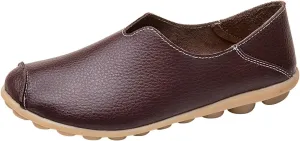 Women's Comfort Walking Boat Shoe Breathable Walking Office Flat Loafer Casual Leather Flats Slip On Driving Loafers Comfortable Orthopedic Shoes
