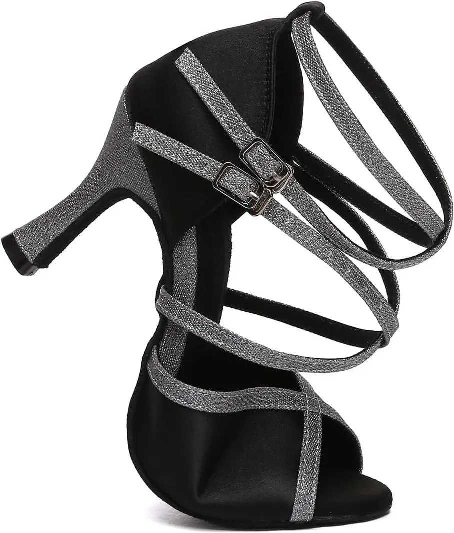 Women's Dance Shoes Ballroom Latin Performance Dancing Shoes with Cross Strap YCD50