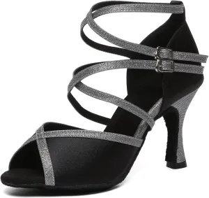Women's Dance Shoes Ballroom Latin Performance Dancing Shoes with Cross Strap YCD50