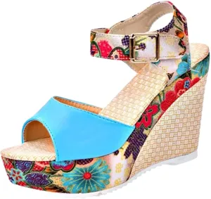 Women's Espadrille Wedges Sandals Heels Open Toe Platform Buckle Ankle Strap Summer Dress Shoes, Elegant Floral Classic Wedge Sandals Fish Mouth Breathable Espadrilles