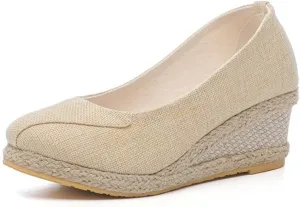 Womens Espadrilles Comfortable Arch Support Orthopedic Slip On Backless Garden Clogs Sandals Breathable Closed Toe Platform Wedge Sandals Fashion Dressy Business Casual Shoes