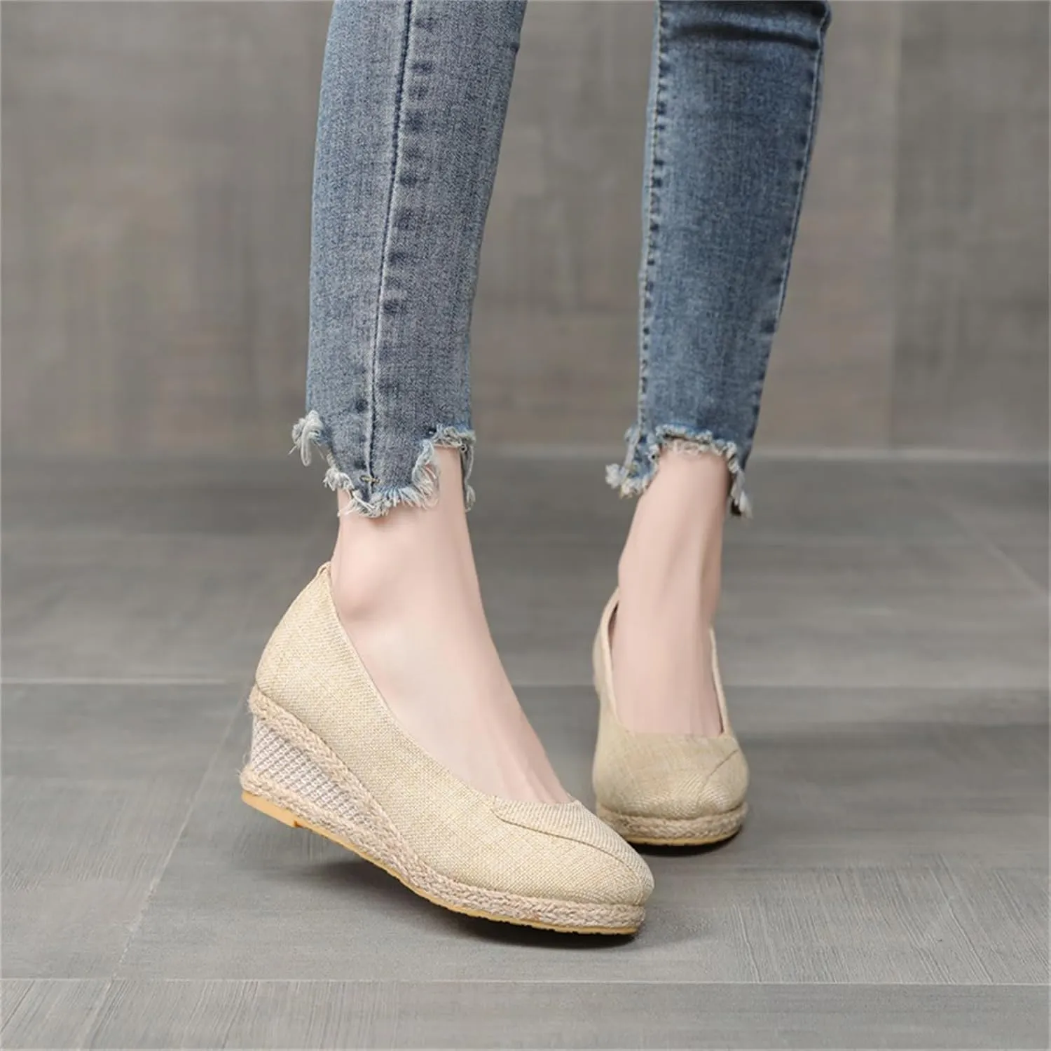 Womens Espadrilles Comfortable Arch Support Orthopedic Slip On Backless Garden Clogs Sandals Breathable Closed Toe Platform Wedge Sandals Fashion Dressy Business Casual Shoes