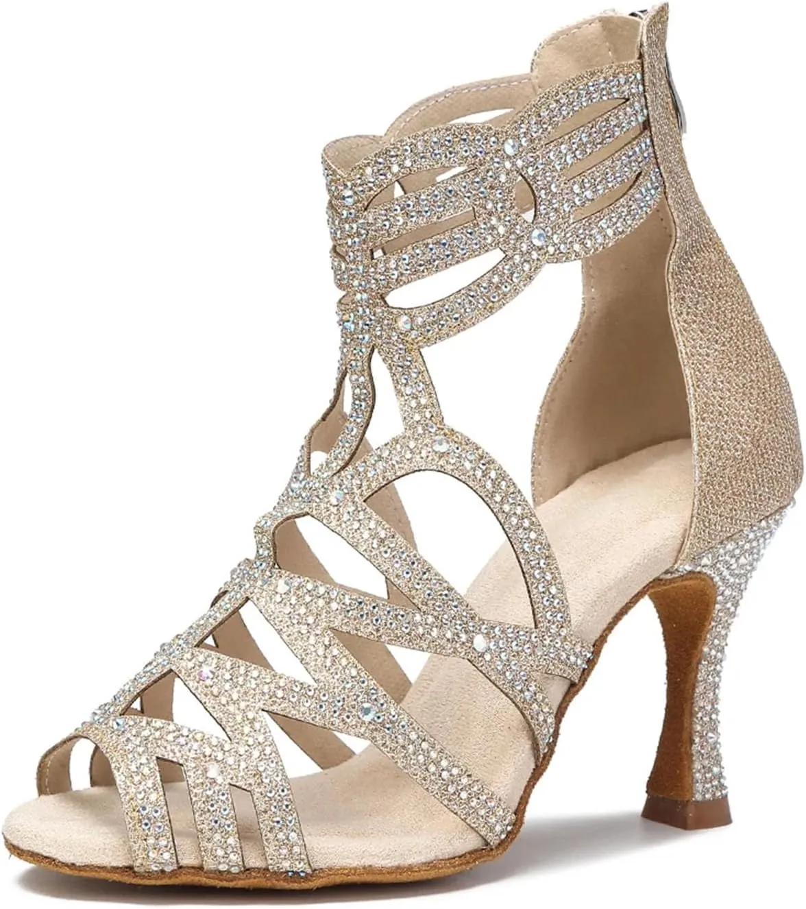 Women's Fashion Latin Dance Boots - Salsa Tango Professional Ballroom Party Sandals, 10CM/3.9Inch Heel Height