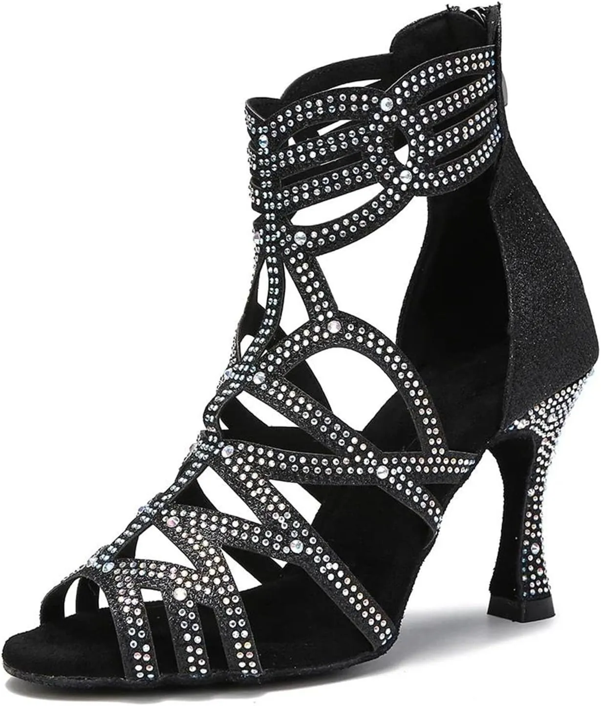 Women's Fashion Latin Dance Boots - Salsa Tango Professional Ballroom Party Sandals, 10CM/3.9Inch Heel Height