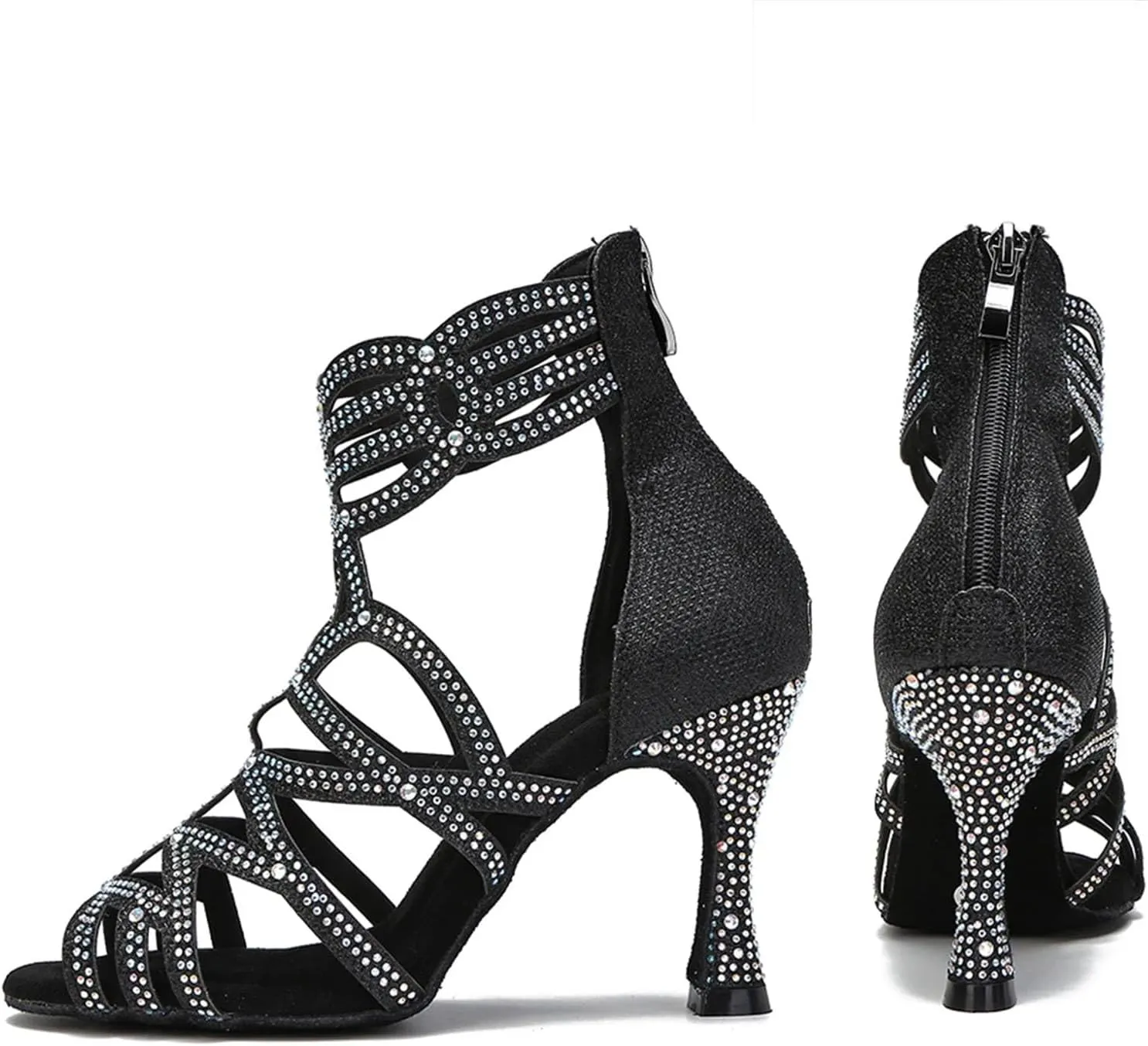 Women's Fashion Latin Dance Boots - Salsa Tango Professional Ballroom Party Sandals, 10CM/3.9Inch Heel Height