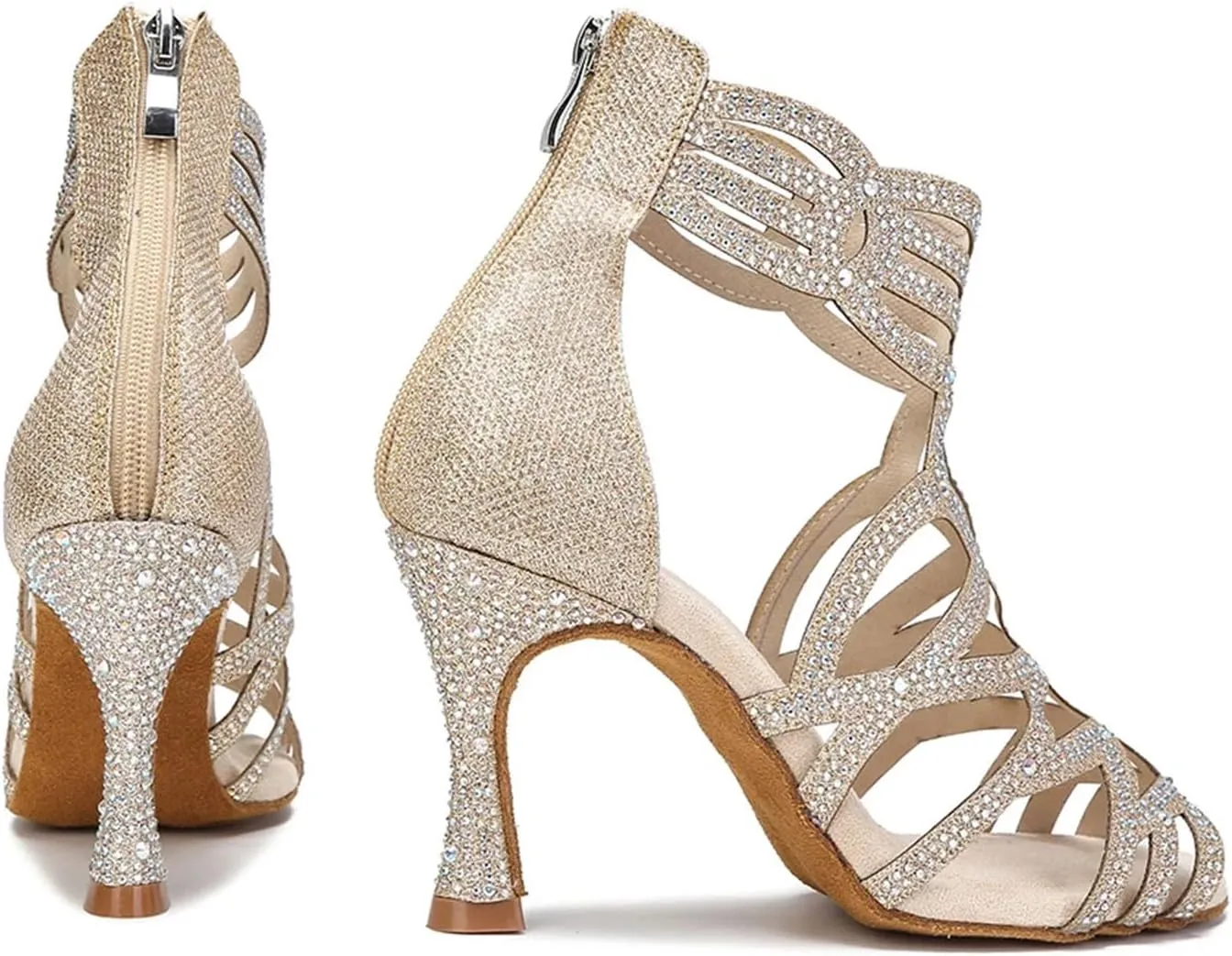 Women's Fashion Latin Dance Boots - Salsa Tango Professional Ballroom Party Sandals, 10CM/3.9Inch Heel Height