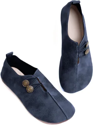 Womens Flat Sandals Dressy Comfortable Round Toe Ballet Flats Button Decoration Closed Toe Sandals Summer Casual Breathable Boat Shoes for Everyday Elegance